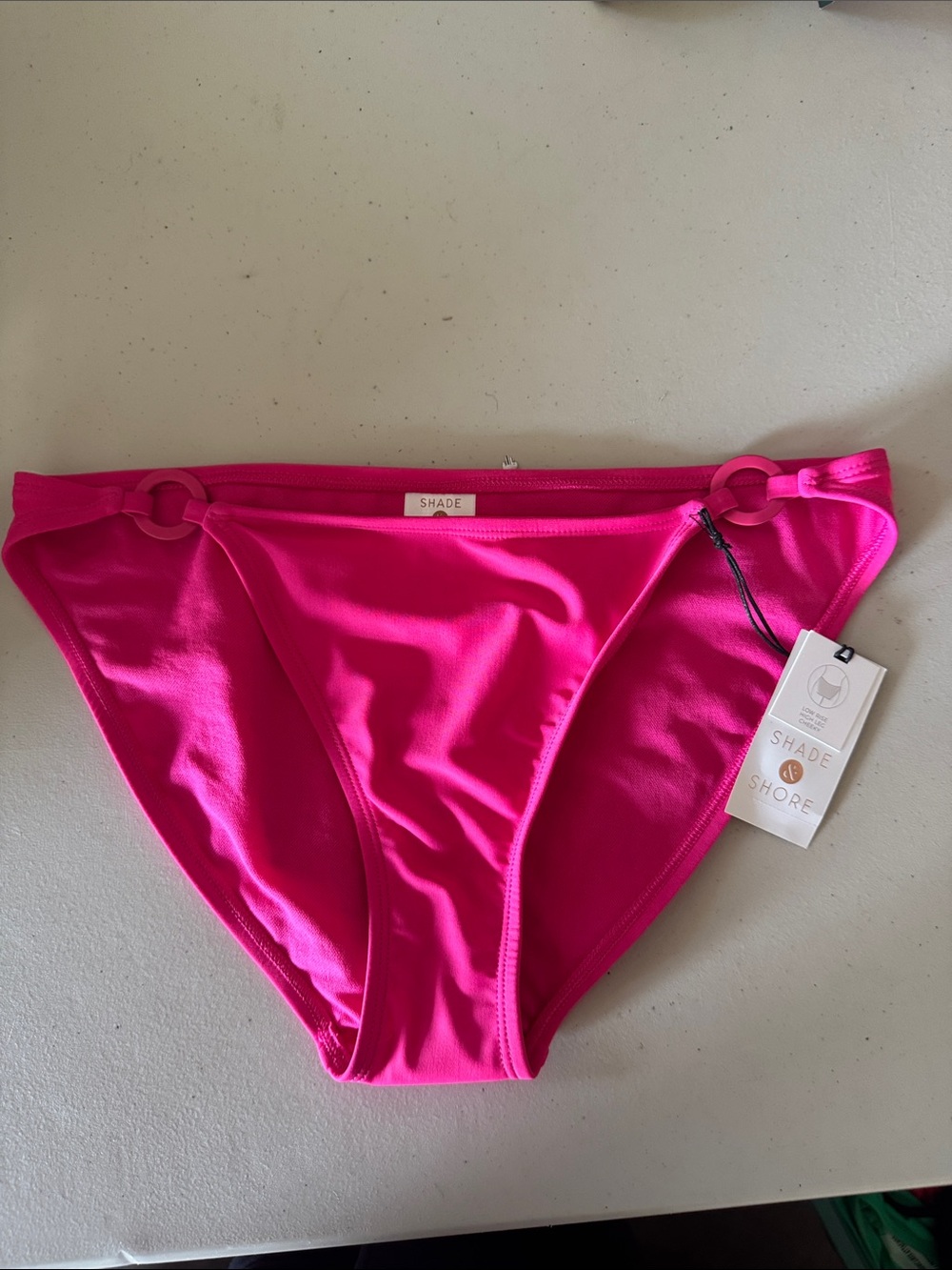 Shade & Shore Vibrant Pink Bikini Bottom with Side Ring Detail